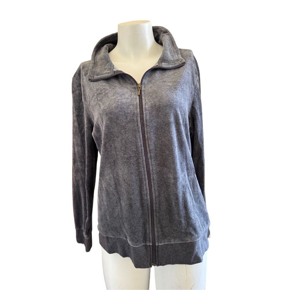 Women's black grey sport soft velvet plush zip up jacket sporty outerwear